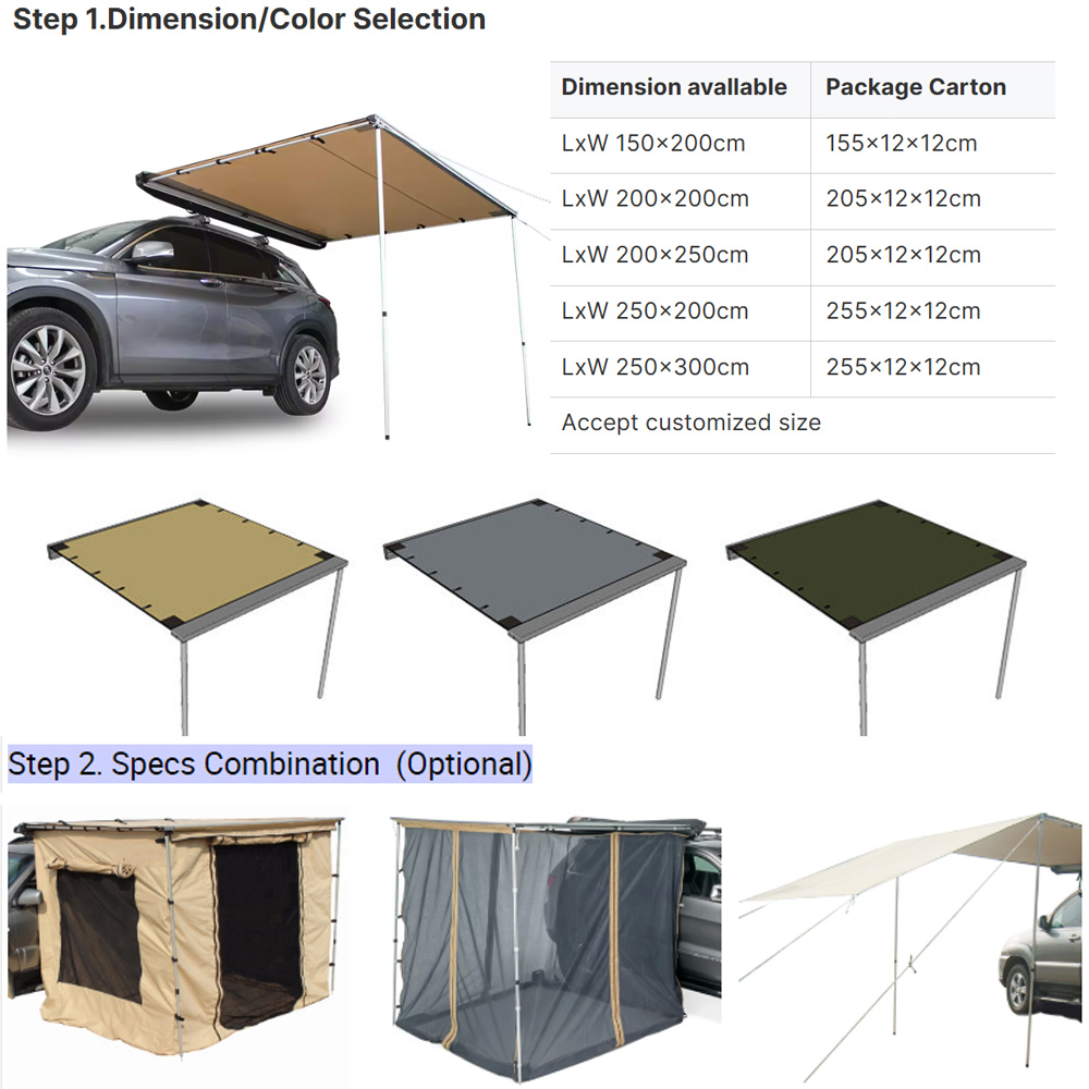 Новый прицеп-кемпер для пикапа – обзор и цена Car Awning 2.5M X 2.5M